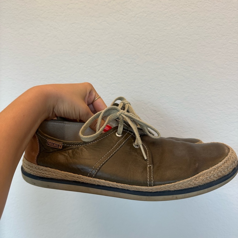 PIKOLINOS - Greenish Brown Leather Casual Shoes